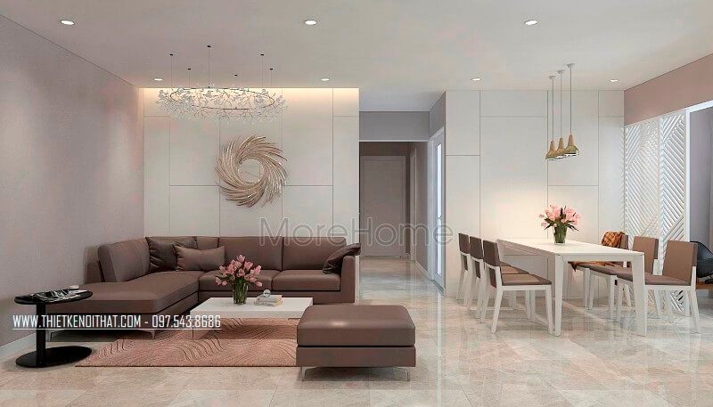 Bố trí nội thất phòng khách chung cư hiện đại khoa học tối giản Thiết kế nội thất chung cư phong cách hiện đại đẹp, trẻ trung