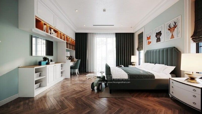 Mẫu giường ngủ đẹp, sinh động cho phòng con. Thiết kế nội thất chung cư phong cách hiện đại đẹp, trẻ trung