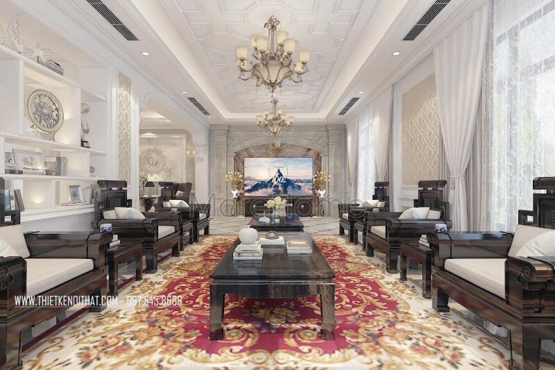 Thiết kế nội thất biệt thự gỗ cao cấp phong cách tân cổ điển Thiết kế nội thất biệt thự cao cấp, sang trọng